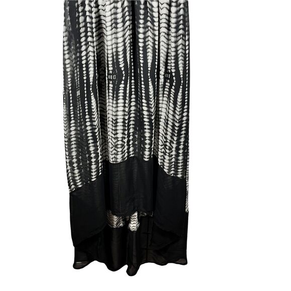 Tua Hi Low Maxi Dress Womens Size S Gray Black Smudge Print Elastic Waist Boho - Picture 6 of 10